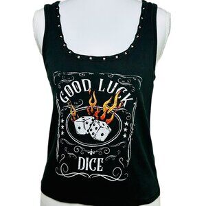 Modish Rebel Tank in Washed Black w/graphic, Women's size L